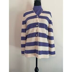 J.S.S knit wear jacket set small purple cream wool blend button up vintage